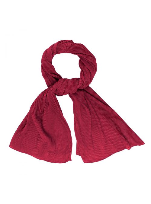 Burgundy Summer Fashion Pleated Polyester Evening Scarf for Women