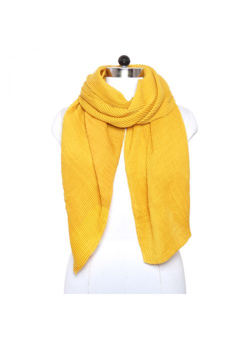Yellow Summer Fashion Pleated Polyester Evening Scarf for Women