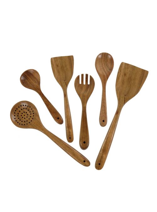 Handmade Wooden Cooking Utensils Set with Spoons Spatulas and Holder