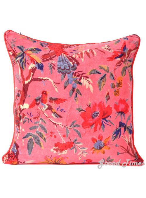Boho Velvet Floral Throw Pillow Cover Sofa Couch Patio Decor Square Bird Cushion Covers 16X16 Inch Online