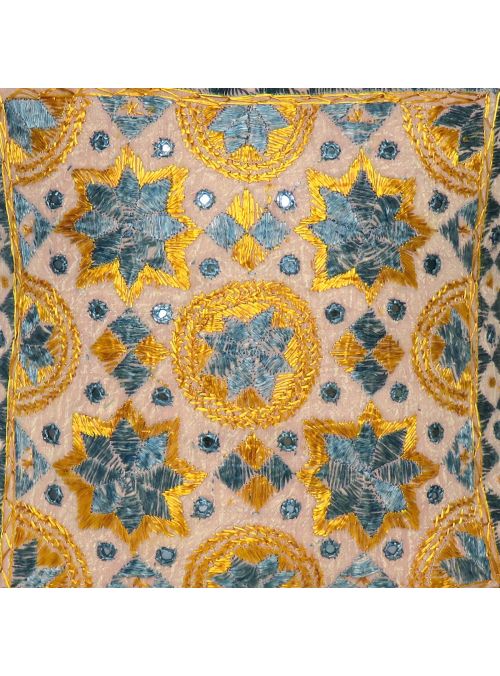 Handmade Embroided Floral Work Cotton Envelop Cushion Cover for Home Decor