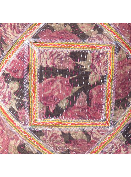 Floral Kantha Work Cushion Cover for Living Room Sofa Couch Boho Decor 16X16 Inch Throw Pillow Cases Online