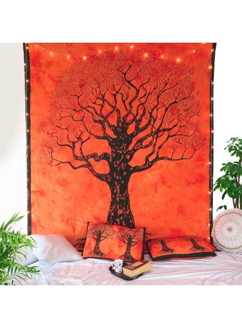 Tree Of Life King Size Tapestry With 2 Pillow Cover For Home Décor