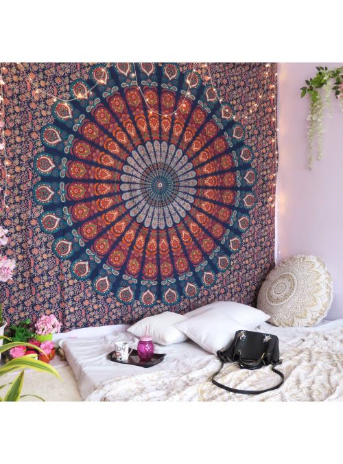 Tapestry Mandala Indian Wall Hanging Multicolor Peacock Ombre Bedspread Online
