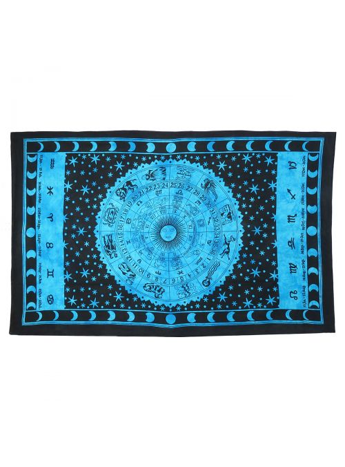 Indian Hippie Bohemian Horoscope Zodiac Turquoise Wall Hanging Tapestry Twin Size Online
