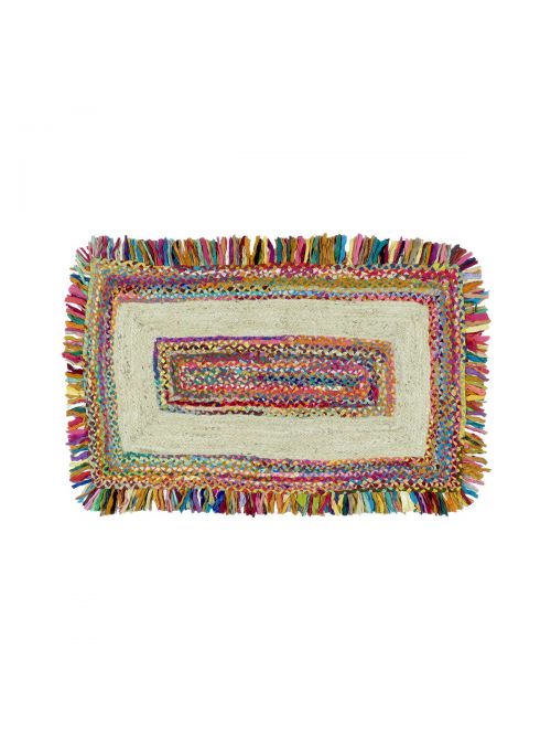 Oussum Hand Woven Multicolor Jute Chindi Rectangle Cotton Floor Rugs