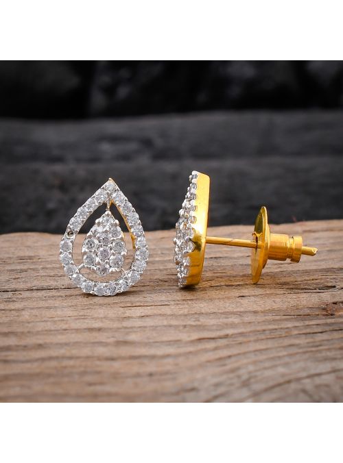 Women Tear Drop Shape CZ White Cubic Zirconia Stud Earrings Jewelry For Gift