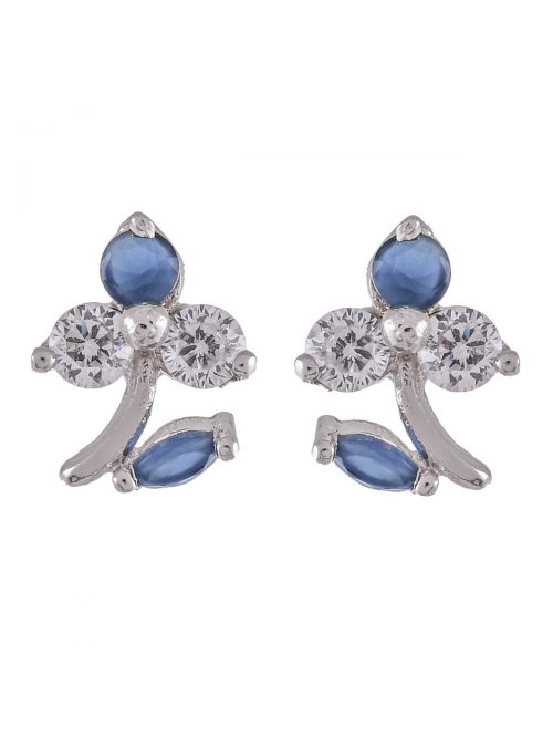 Women CZ White Cubic Zirconia Leaf Shaped Stud Earrings Jewelry 