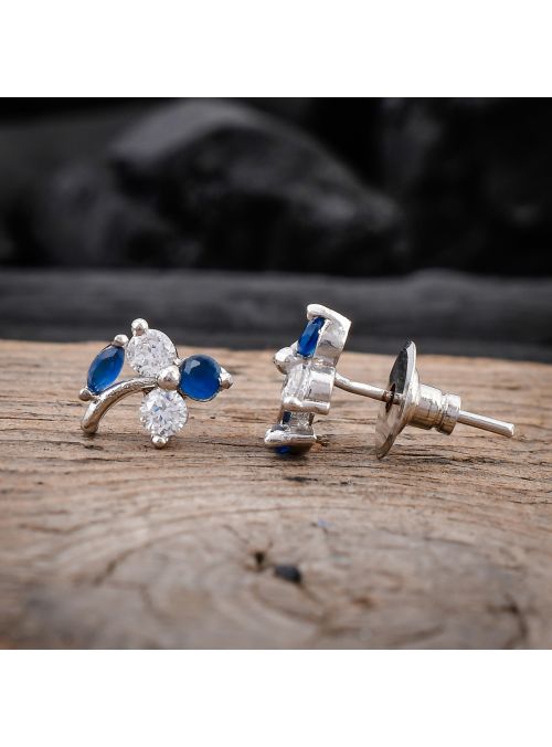 Women CZ White Cubic Zirconia Leaf Shaped Stud Earrings Jewelry 