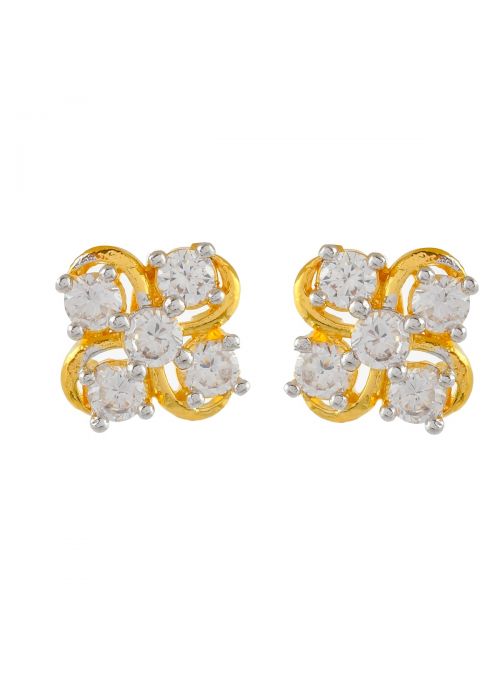 Women CZ White Cubic Zirconia Cluster Flower Shaped Stud Earrings Jewelry
