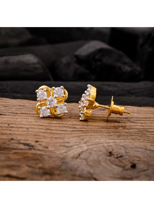 Women CZ White Cubic Zirconia Cluster Flower Shaped Stud Earrings Jewelry
