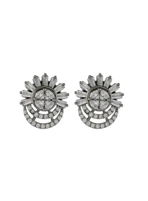 Women Fashion Princes Cut Oval Round Buguette Cubic Zirconia(CZ) Stud Earring For Gift