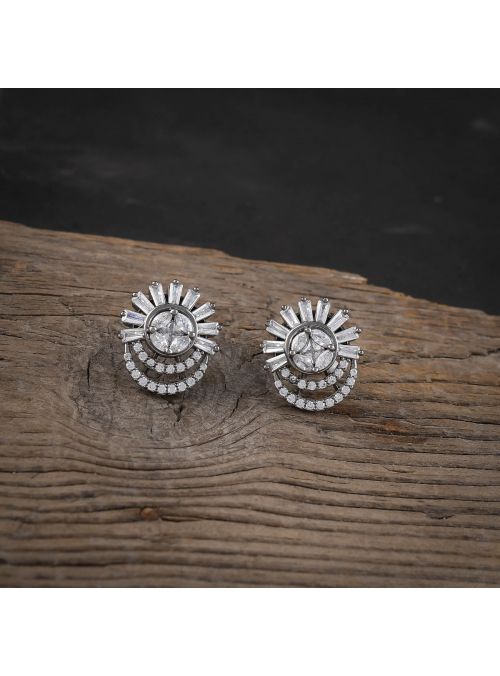 Women Fashion Princes Cut Oval Round Buguette Cubic Zirconia(CZ) Stud Earring For Gift