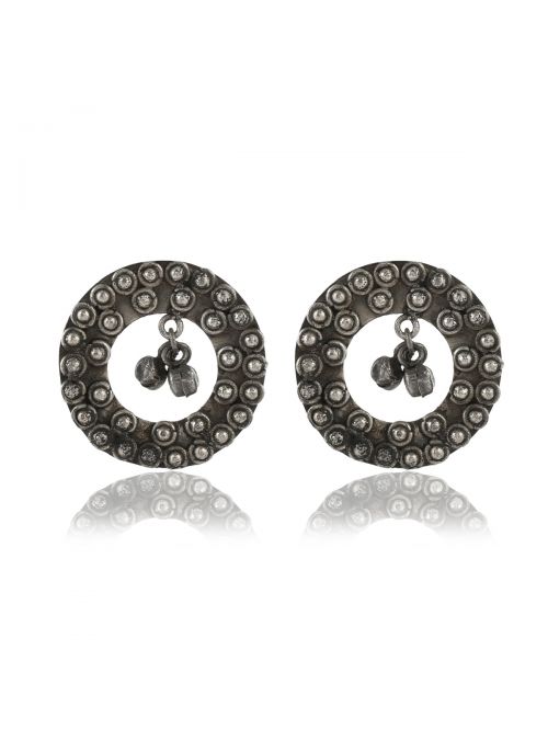 Rajasthani Tribal Round Oxidised Black Traditional Earrings 
