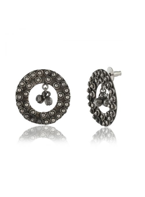 Rajasthani Tribal Round Oxidised Black Traditional Earrings 