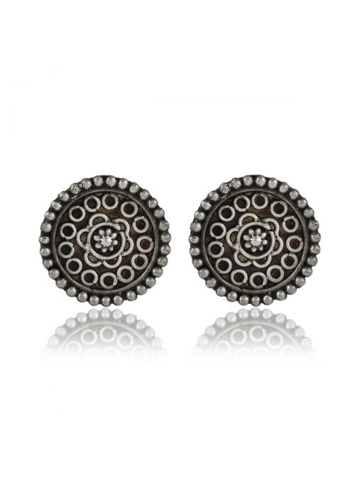 Oussum Black Brass Oxidised Casual Traditional Earrings for Women