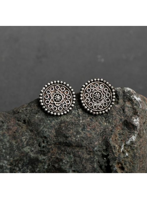 Oussum Black Brass Oxidised Casual Traditional Earrings for Women