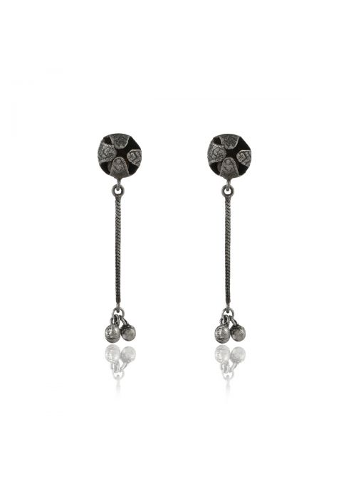 Women Rajasthani Oxidised Black Dangle Casual Wear Tribal Brass Earring 