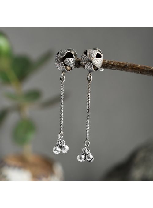 Women Rajasthani Oxidised Black Dangle Casual Wear Tribal Brass Earring 