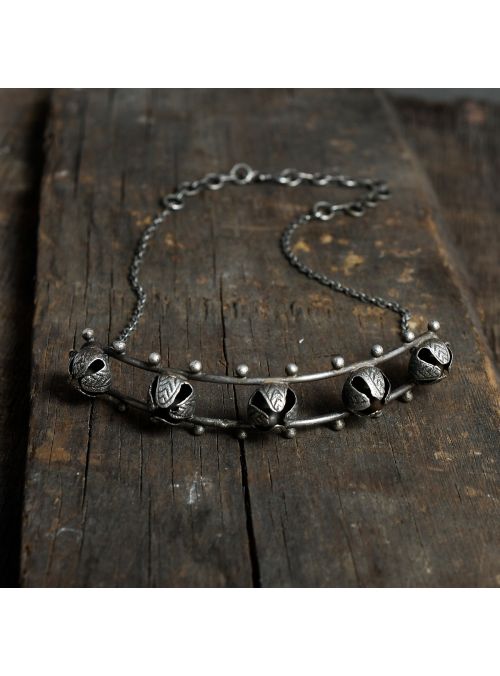 Oussum oxidised Black Brass Tribal Choker Pendant Necklace