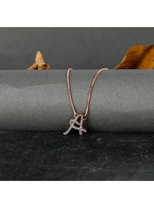 Women Alphabet CZ Round Stone Pendant Chain Necklace