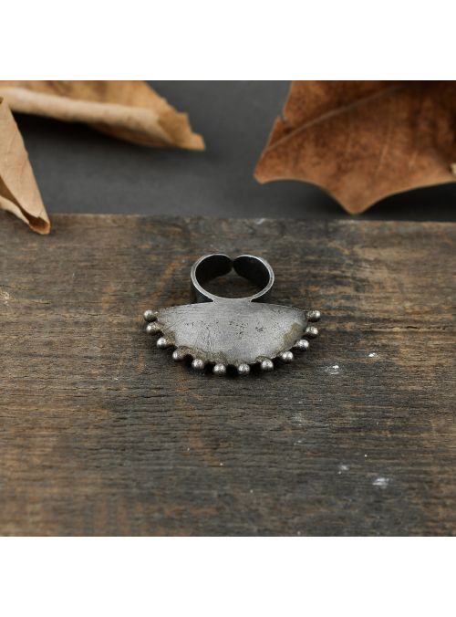 Women Adjustable Oxidised Black Traditional Finger Ring