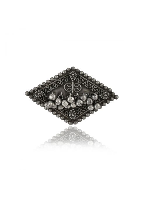 Women Brass Adjustable Oxidised Black Finger Ring