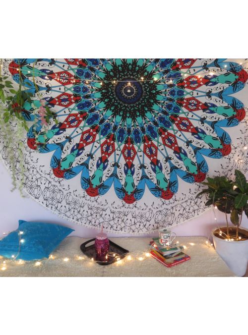 Printed Bohemian Mandala Roundie Floral Picnic Beach Throw Blanket Beach Towels Yoga Mat Throw Tapestry 72