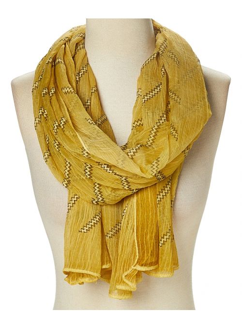 Golden Summer Lightweight Polyester Zigzag Sheer Scarf for Women