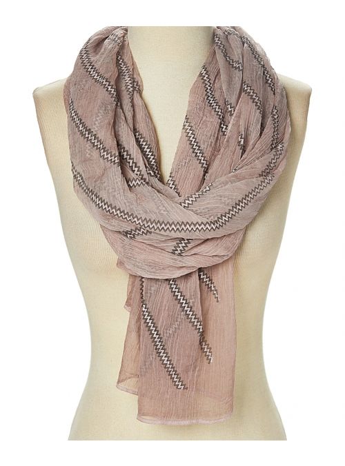 Pink Summer Lightweight Polyester Zigzag Sheer Scarf for Women