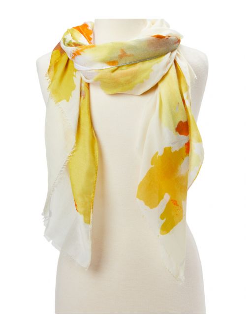 Women Yellow Abstract Stole Shawl Viscose Head Wrap Long Scarf