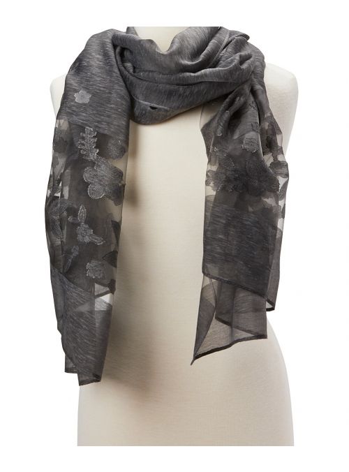 Women Floral Viscose Sheer Scarves Wrap Long Stole Scarf