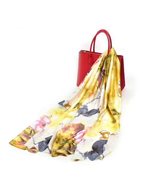 Yellow Women Fashion Silk Shawl & Wrap Summer Spring Scarves for Women & Girls