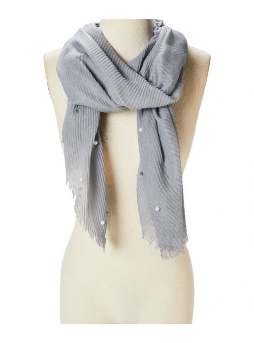 Women Fashion Pearl Pleated Shawl Wrap Lightweight Long Scarf 