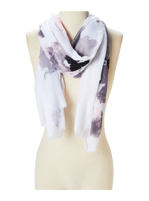 Women Gray Viscose Abstract Lightweight Shawl Wrap Ladies Girls Fashion Scarf 