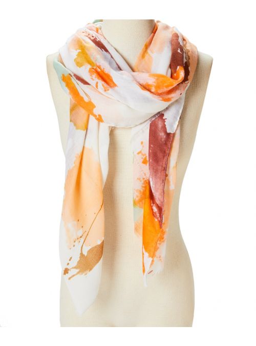 Women Orange Viscose Abstract Lightweight Shawl Wrap Ladies Girls Fashion Scarf 