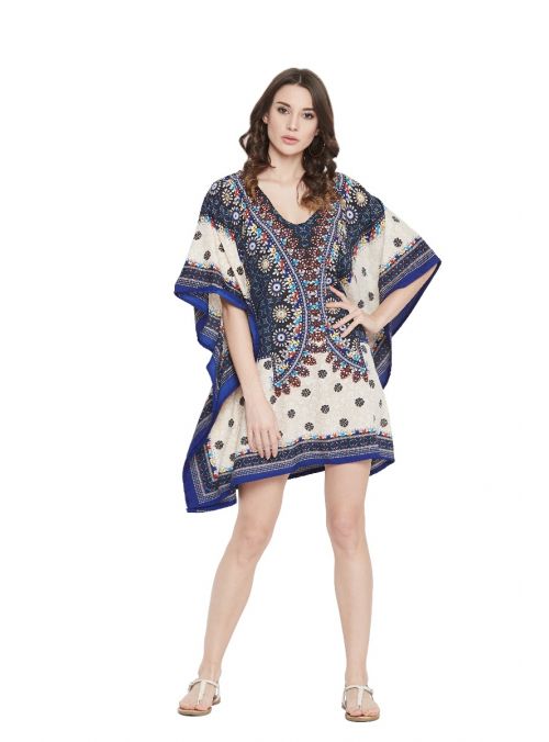Women Plus Size Boho Polyester Short Kaftan Tunic Dress