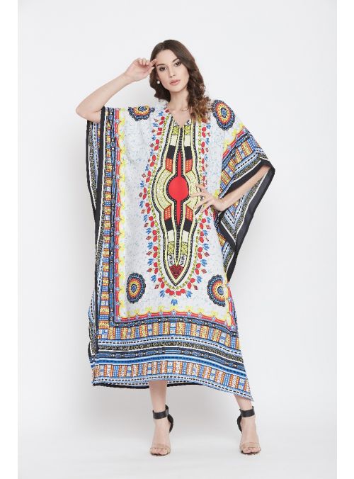 Women White Kimono Dress Plus Size Full Length Maxi Kaftan Casual Summer Dress