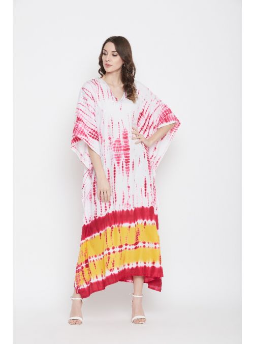 Women Pink Printed Maxi Caftan Evening Gown Beachwear Party kaftan Dress