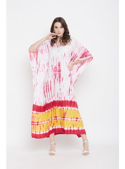 Women Pink Printed Maxi Caftan Evening Gown Beachwear Party kaftan Dress