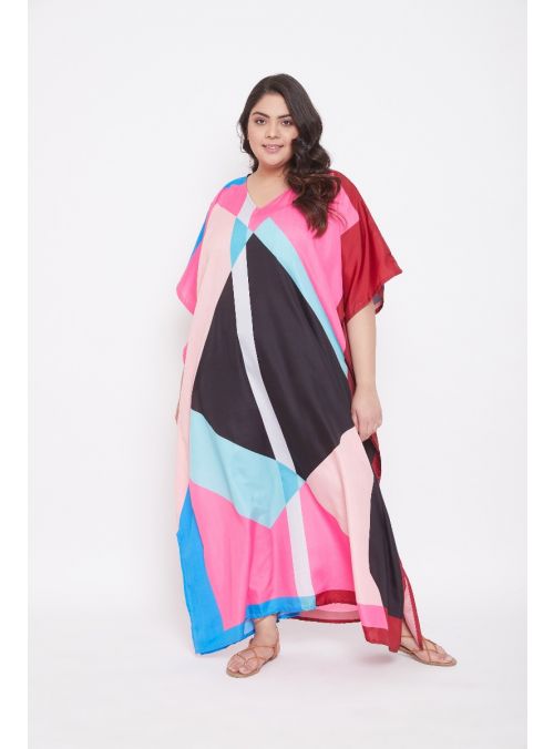Women Plus Size Kimono Sleeve Polyester Kaftan