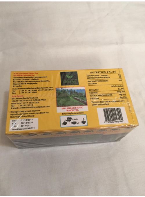 Sri Lankan Exotic Black Tea Pure Ceylon Tea 50 &100 Bags 