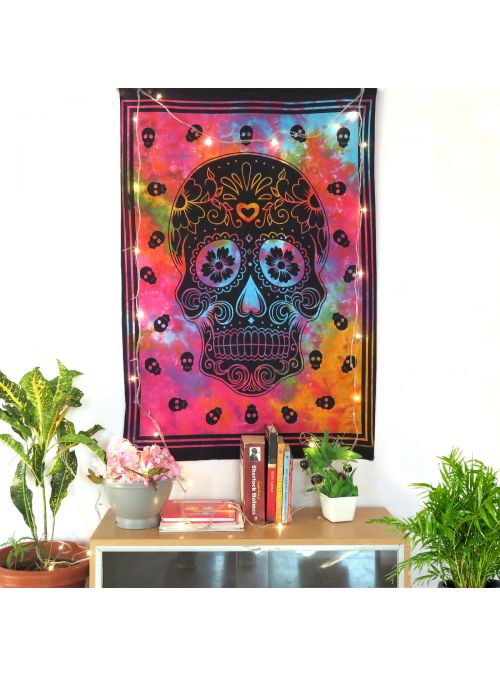Indian Handmade Skull Print Mandala Wall Hanging Poster & Tapestry