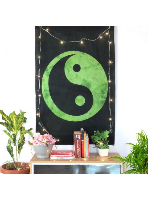 Indian Handmade Yin Yang Print Mandala Wall Hanging Poster & Tapestry