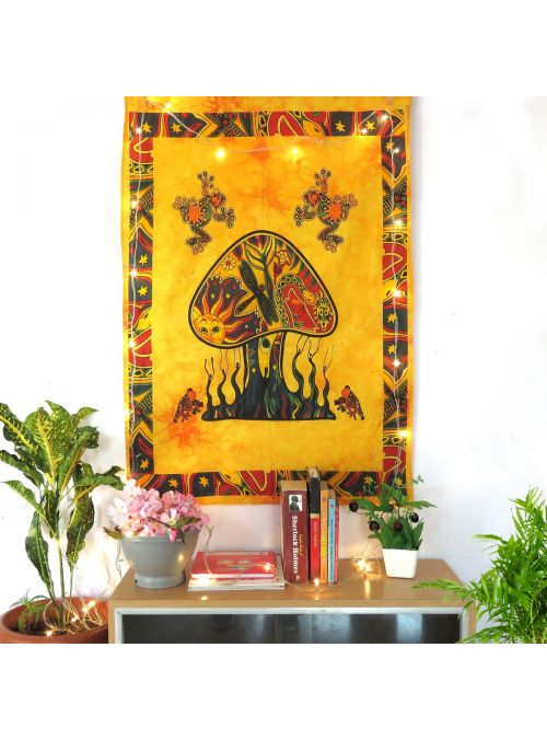 Handmade Cotton Mashroom Ganja Plant Printed Poster & Tapestry