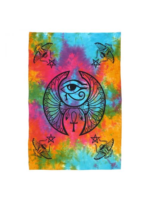 Yellow Handmade Cotton Egyptian Eye & Spider Printed Poster & Tapestry