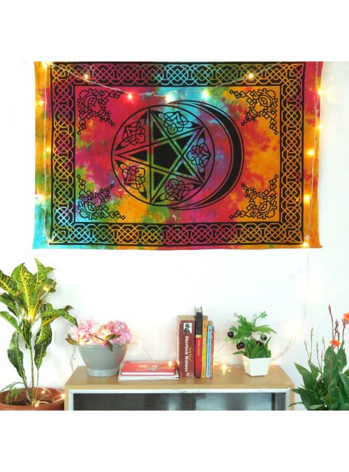 Handmade Cotton Star & Moon Printed Wall Hanging Poster Tapestry
