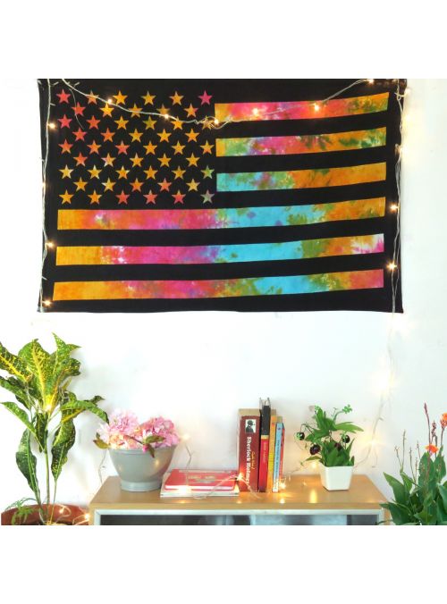 Indian Handmade U.S. Flag Abstract Printed Wall Hanging Poster Tapestry