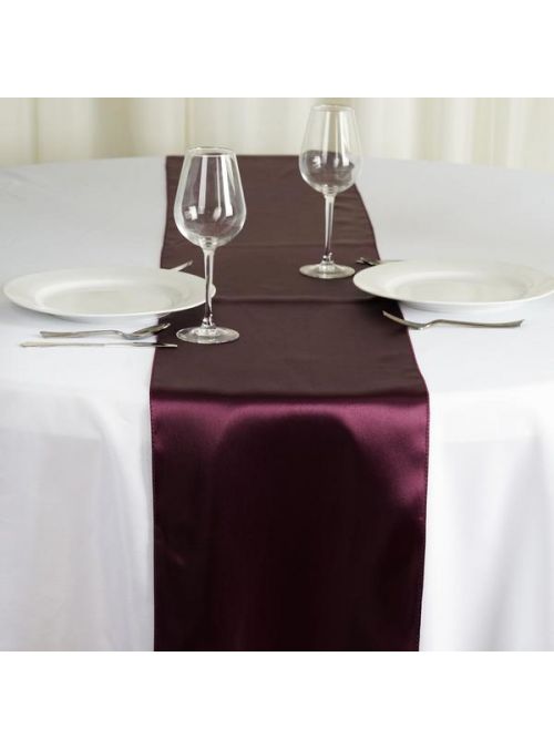 Grape Wine Satin Runner Wedding Banquet Party Hall Table Runner 
