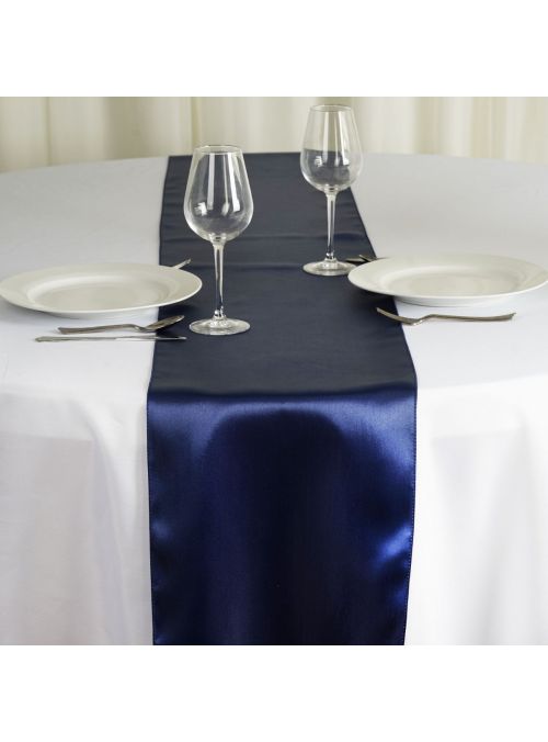 Navy Blue Satin Home Kitchen Banquet Table Decorations Table Runner 12”x108”